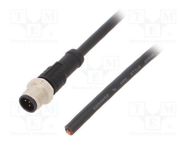 Connection lead; M12; PIN: 5; straight; 2m; plug; 60VAC; 4A; -20÷80°C