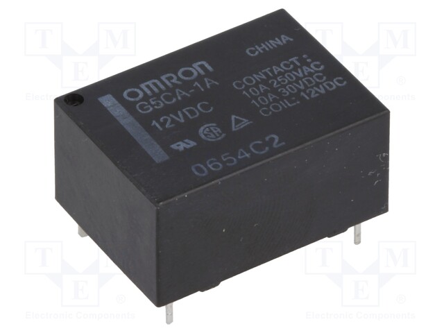 Relay: electromagnetic; SPST-NO; Ucoil: 12VDC; 10A/250VAC; 200mW