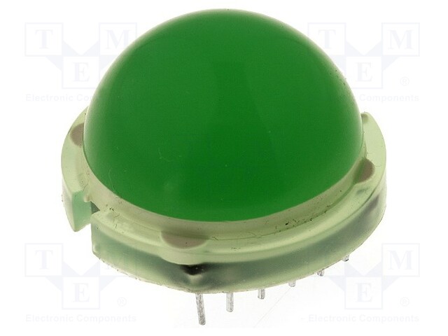 LED; 20mm; green; 8÷40mcd; 120°; No.of term: 12; 20mA; Front: convex