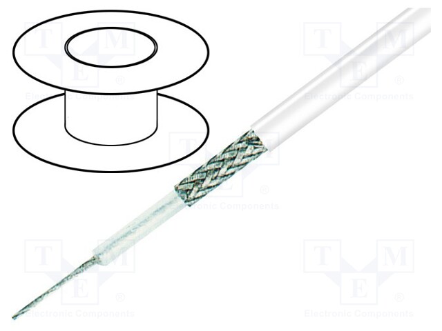 Wire: coaxial; RG58; 1x50Ω; PVC; white; 200m