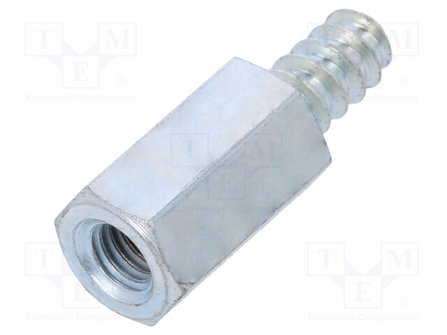 Screwed spacer sleeve; Int.thread: M4; 12mm; Ext.thread: ST4,2