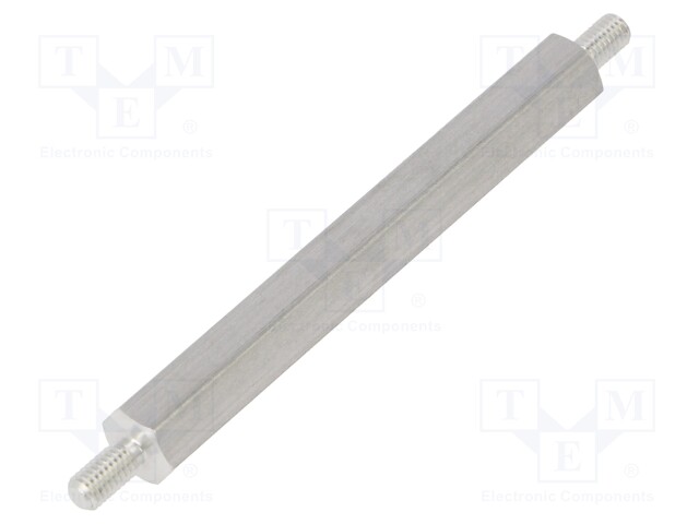 Screwed spacer sleeve; 50mm; Ext.thread: M3; hexagonal; aluminium