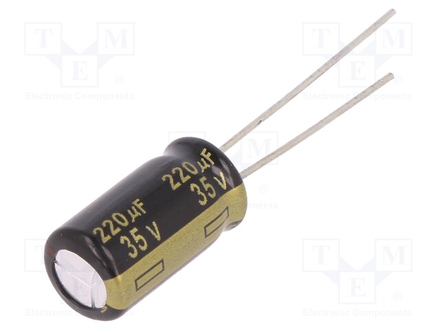 Capacitor: electrolytic; low impedance; THT; 220uF; 35VDC; Ø8x15mm