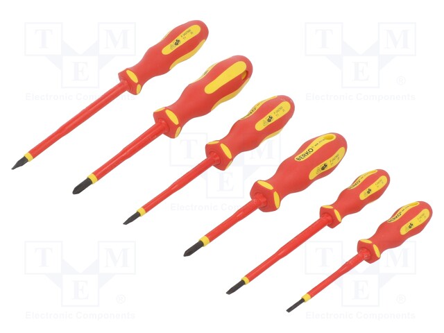 Kit: screwdrivers; insulated; 1kVAC; Phillips,slot; 6pcs.