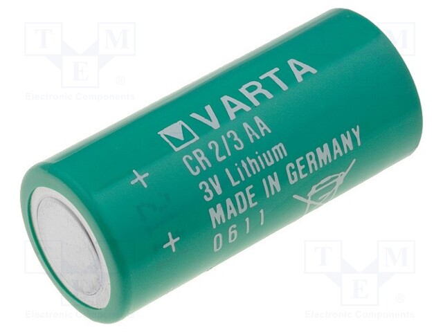 Battery: lithium; 3V; 2/3AA,2/3R6; Ø14.8x33.5mm; 1350mAh