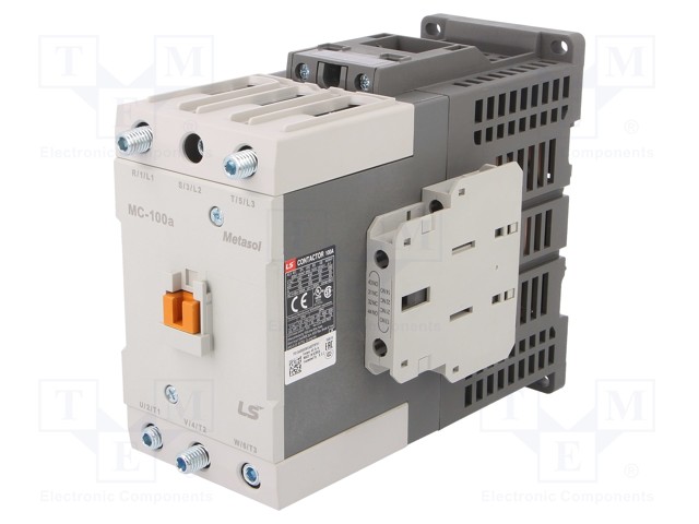 Contactor: 3-pole; NO x3; Auxiliary contacts: NO + NC; 24VDC; 100A