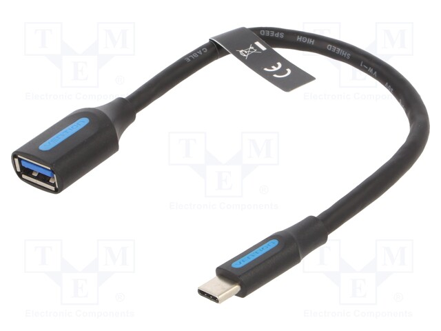 Cable; USB 3.0; USB A socket,USB C plug; nickel plated; 0.15m