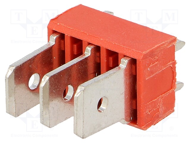 Terminal: spade terminal strip; 6.4mm; 0.8mm; THT; steel; tinned