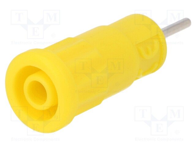 Socket; 4mm banana; 36A; 1kV; yellow; push-in,on panel; -25÷80°C