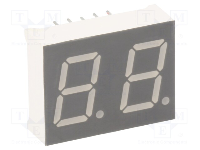 Display: LED; 7-segment; 12.7mm; 0.5"; No.char: 2; red; 40÷80mcd