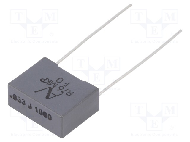 Capacitor: polypropylene; 33nF; 15mm; ±5%; 18x7.5x13.5mm; 3.3kV/μs