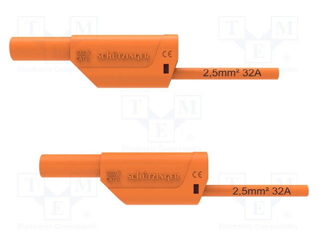 Test lead; 32A; banana plug 4mm,both sides; Urated: 1kV; Len: 0.5m