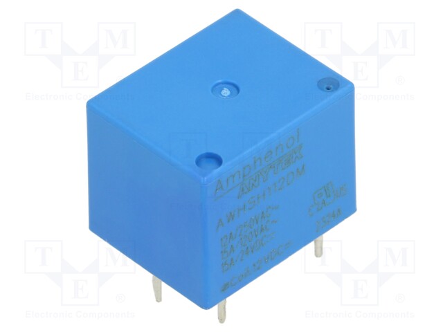 Relay: electromagnetic; SPST-NO; Ucoil: 12VDC; 15A; 12A/250VAC