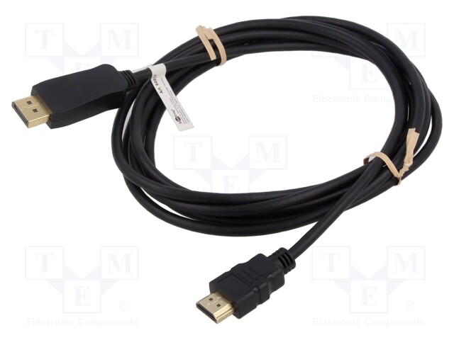 Cable; DisplayPort 1.2,HDMI 1.4; DisplayPort plug,HDMI plug; 3m