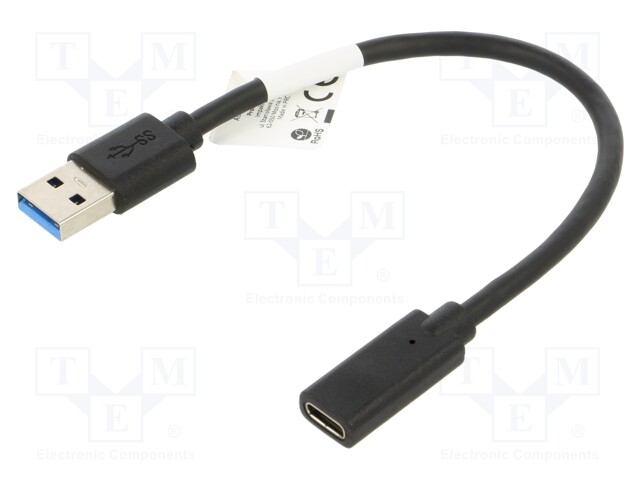 Adapter cable; USB 3.1; USB A plug,USB C socket; nickel plated