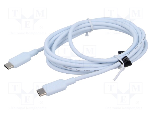 Cable; USB C plug,both sides; nickel plated; 2m; blue; 60W; 3A