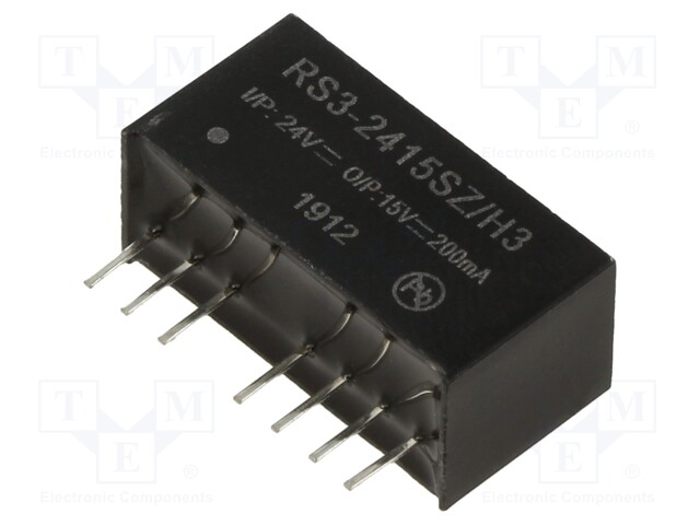 Converter: DC/DC; 3W; Uin: 9÷27V; Uout: 15VDC; Iout: 200mA; SIP8; 4.7g