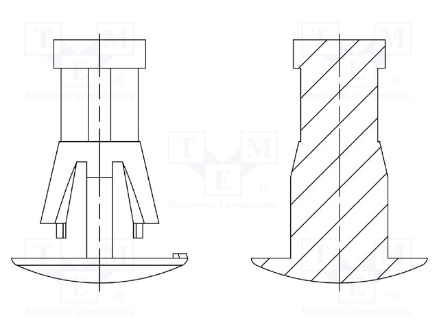 Assembly stud; polyamide 66; L: 7.8mm; snap fastener; UL94V-2