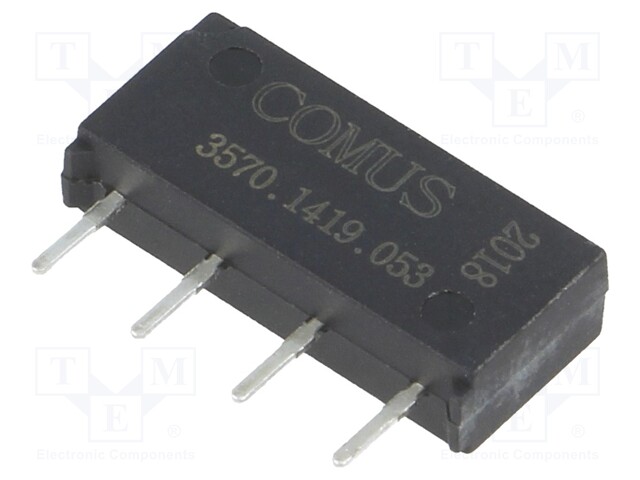Relay: reed; SPST-NO; Ucoil: 5VDC; 500mA; max.200VDC; 10W; THT; SIP