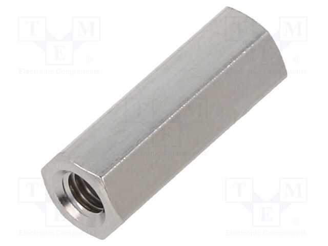 Screwed spacer sleeve; 14mm; Int.thread: M3; hexagonal; brass