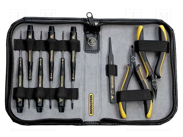 Precision; Pcs: 9; The set contains: tweezer,pliers,screwdrivers