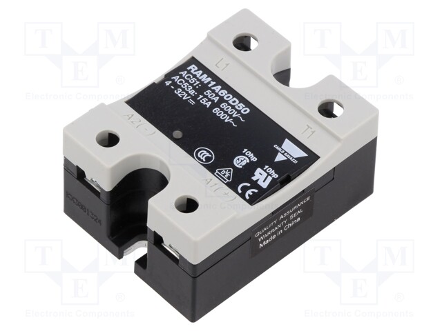 Relay: solid state; Ucntrl: 3÷32VDC; 50A; 42÷660VAC; -40÷80°C