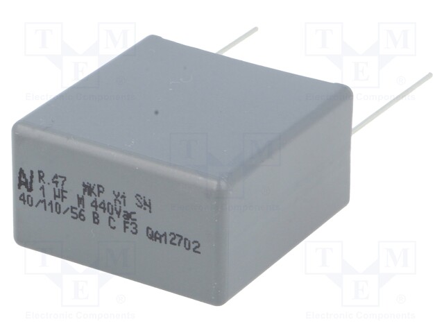 Capacitor: polypropylene; X1; 1uF; 440VAC; ±20%; THT; Pitch: 27.5mm