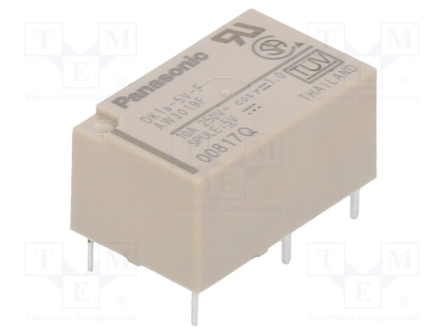 Relay: electromagnetic; SPST-NO; Ucoil: 5VDC; 10A/250VAC; 125Ω