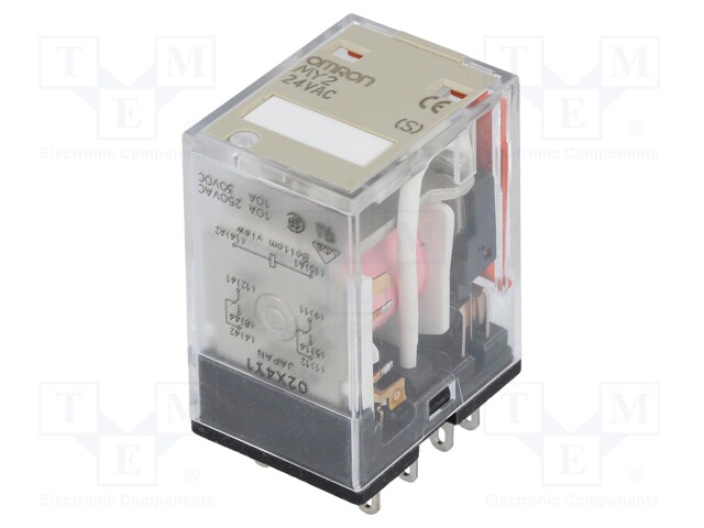 Relay: electromagnetic; DPDT; Ucoil: 24VAC; 10A/220VAC; 10A/24VDC