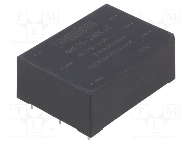 Converter: AC/DC; 15W; Uout: 24VDC; Iout: 0.31A; 83%; Mounting: PCB