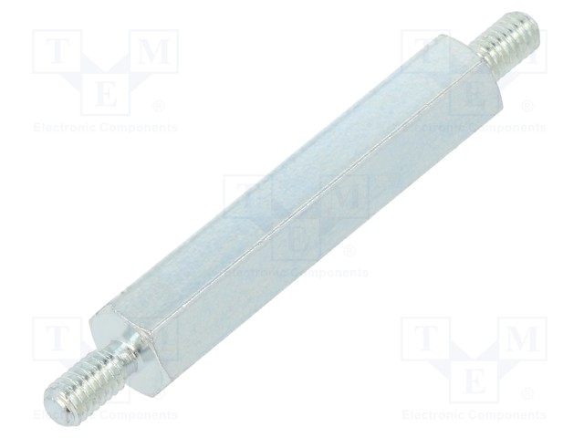 Screwed spacer sleeve; 40mm; Ext.thread: M4; hexagonal; steel