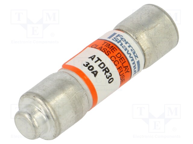 Fuse: fuse; time-lag; 30A; 600VAC; 300VDC; 10x38mm