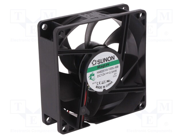 Fan: DC; axial; 12VDC; 80x80x25mm; 40.39m3/h; 20.4dBA; Vapo; 26AWG