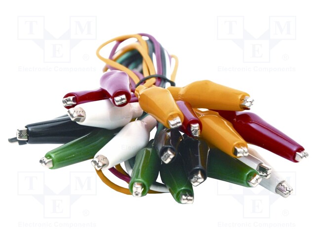 Test lead; PVC; 0.46m; 7A; white,black,red,green,yellow; 0.33mm2