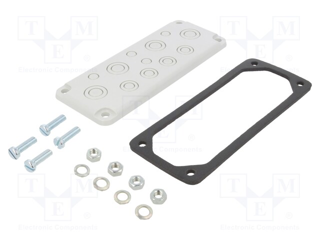 Multigate grommet; polycarbonate; light grey; Holes no: 12