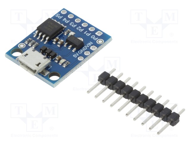 Controller; pin strips; USB; Kit: module; IC: ATtiny85