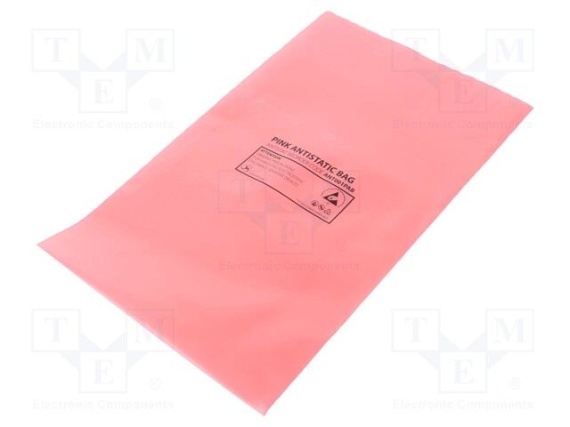 Protection bag; ESD; L: 254mm; W: 152mm; D: 75um; 100pcs; pink; <100GΩ