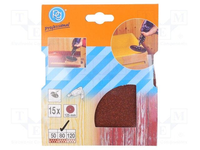 Sandpaper; Granularity: 80; Ø125mm; 15pcs.