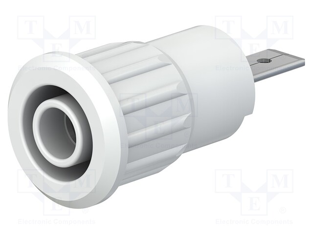 Socket; 4mm banana; 24A; 1kV; Cutout: Ø12.2mm; white; nickel plated