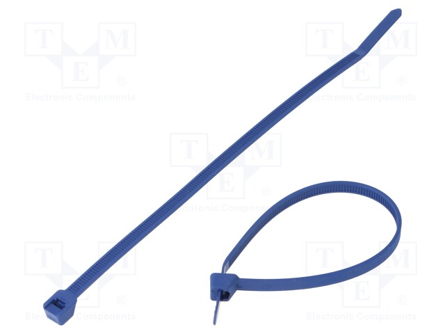 Cable tie; with metal; L: 186mm; W: 4.8mm; polypropylene; 133N; blue