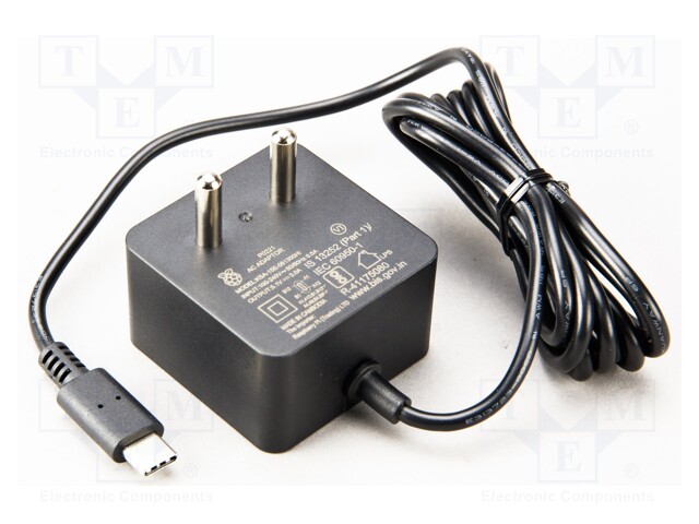 Power supply; 1.5m; black; 15W; 3A; Out: USB C; 100÷240VAC; Plug: IN