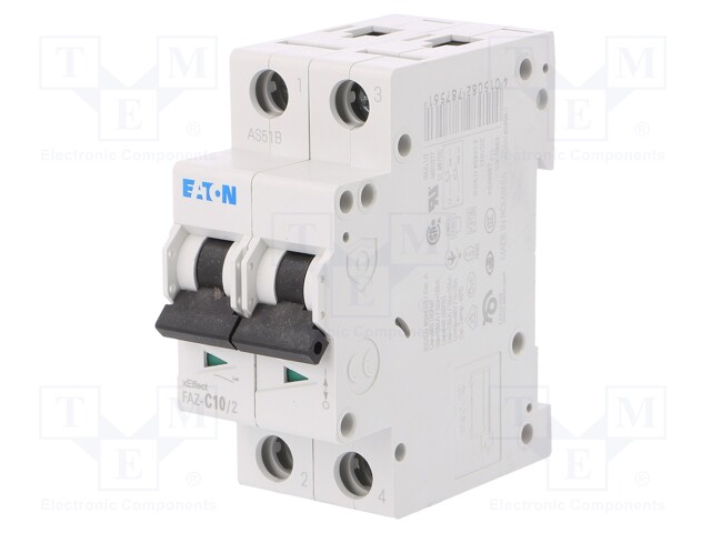 Circuit breaker; 230/400VAC; Inom: 10A; Poles: 2; DIN; Charact: C