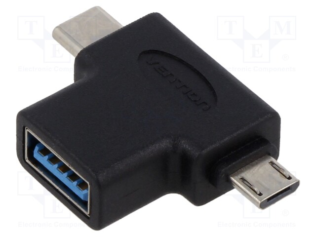 Adapter; OTG,USB 3.0; USB A socket,USB B micro plug,USB C plug