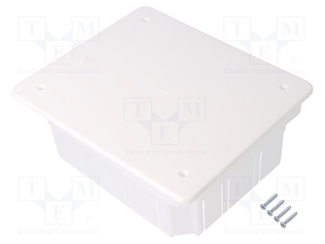 Enclosure: back box; X: 130mm; Y: 160mm; Z: 70mm; plaster embedded