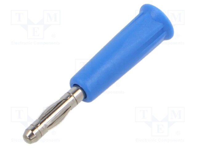 Plug; 4mm banana; 36A; blue; nickel plated; on cable; -20÷80°C