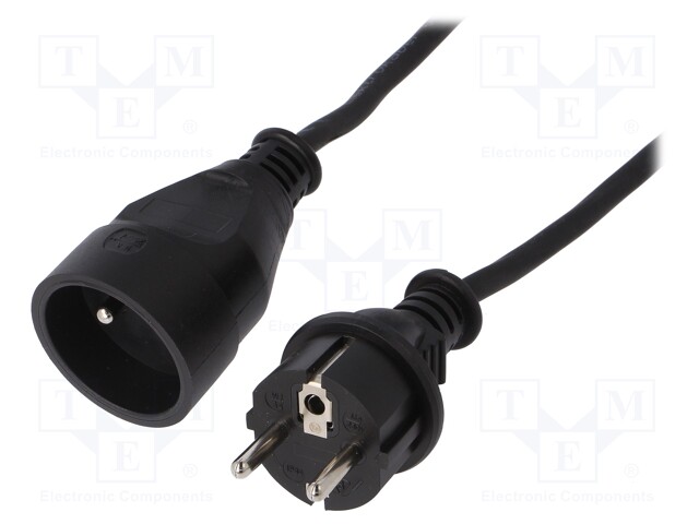 Extension lead; Sockets: 1; rubber; black; 3x1,5mm2; 40m; 6A