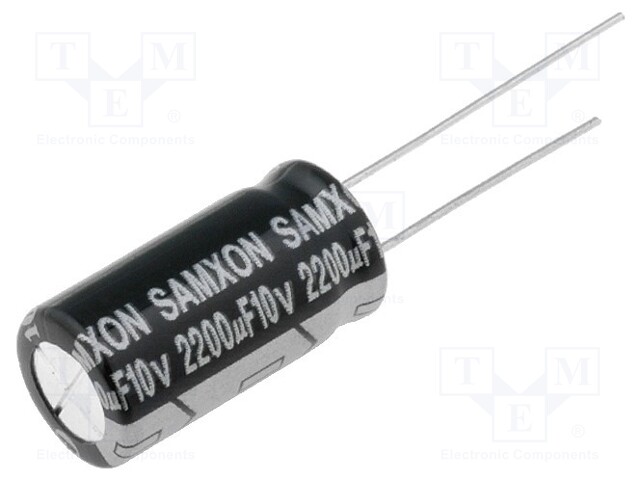 Capacitor: electrolytic; low impedance; THT; 2200uF; 10VDC; ±20%