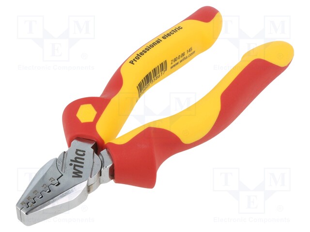 Pliers; insulated,crimping; steel; 145mm; 1kVAC; 0.25÷2.5mm2