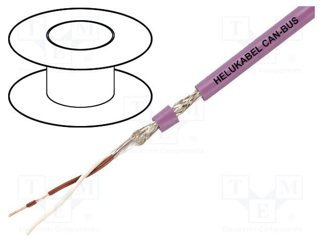 Wire: data transmission; 1x2x0,25mm2; PUR; violet; stranded; Cu