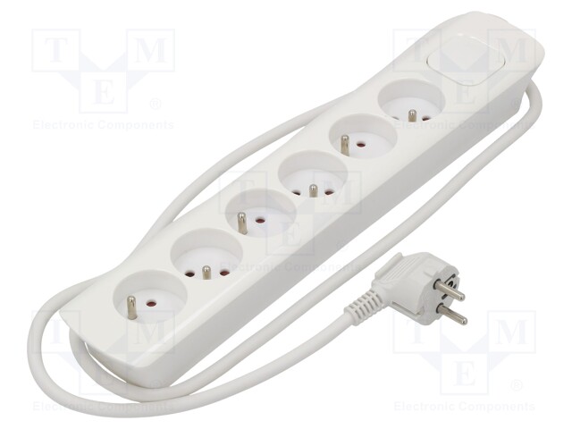 Plug socket strip: protective; Sockets: 6; 230VAC; 10A; 1.4m